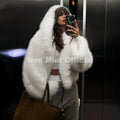 Winter 2026 Sweet Girls Pink Hooded Cropped Eco Fur Coat Women Thick Warm Fluffy Faux Fox Jackets Short Overcoat Female