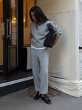 Women Solid Turtleneck Cable Knit Sweater Wide Pants 2 Piece Set Long Sleeve Half Zip Pullover 2026 Casual Loungewear Suit