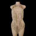 Sleeveless Diamond Tassel Sequin Dress Women Latin Dance Outfit Stage Performance Costume Birthday Party Gown Abiti Da Cerimonia