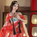 Olive Girl Red Embroidered Hanfu Dress for Ren Faire 2026 Fairycore Photoshoot S-L XS-3XL Plus Size Hand Embroidered Flowing Sleeve Ren Faire Dress Hanfu Chinese Dress Traditional Chinese Clothing Chinese Heritage Fashion Women