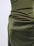Solid Slimming Dresses for Women Slanted Collar Sleeveless High Waist Temperament Dress Female Fashion