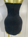 Sexy Strapless Diamond Chain Black Backless Bodycon Bandage Mini Dress Women Elegant Prom Gown Club Evening Party Birthday Dress