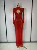 Women Sparkly Diamonds Mesh See Through Bodycon Dress Evening Birthday Party Sexy Nightclub Bar Stage Costume