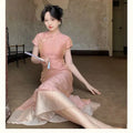 Olive Girl Green Romantic Qipao for Garden Wedding 2026 Fairycore Photoshoot Everyday Wear S-XXL XS-3XL Plus Size Romantic Garden Party Editorial Not Costume Qipao Cheongsam Chinese Dress Chinese Heritage Fashion Women