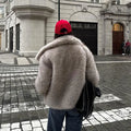 Winter Iconic Blogger Fashion Fluffy Square Collar Faux Fur Coat Women Ins Hot Chic Girls Fox Fur Jacket Outerwear