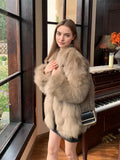 Women's Faux Fox Fur Coat Long Sleeve Lapel Collar Fluffy Thick Warm Short Mid Fall Winter Daily Street Fashion Outerwear 2026