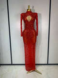 Women Sparkly Diamonds Mesh See Through Bodycon Dress Evening Birthday Party Sexy Nightclub Bar Stage Costume