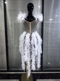 Sparkly Rhinestones Women Sexy Mesh See Through Bodycon Bodysuit Bar Dancer Latin Performance Costumes Stage Wear