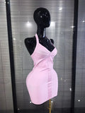 4 Colors Women Sexy Halter Off the Shoulder Bodycon Mini Bandage Dress Celebrate Fashion Nightclub Party Homecoming Outfit