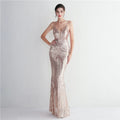 Women Strap Party Maxi Dress Sexy V Neck Evening Dress Celebrity Purple Sequin Dress Long Prom Formal Occasion  Dress