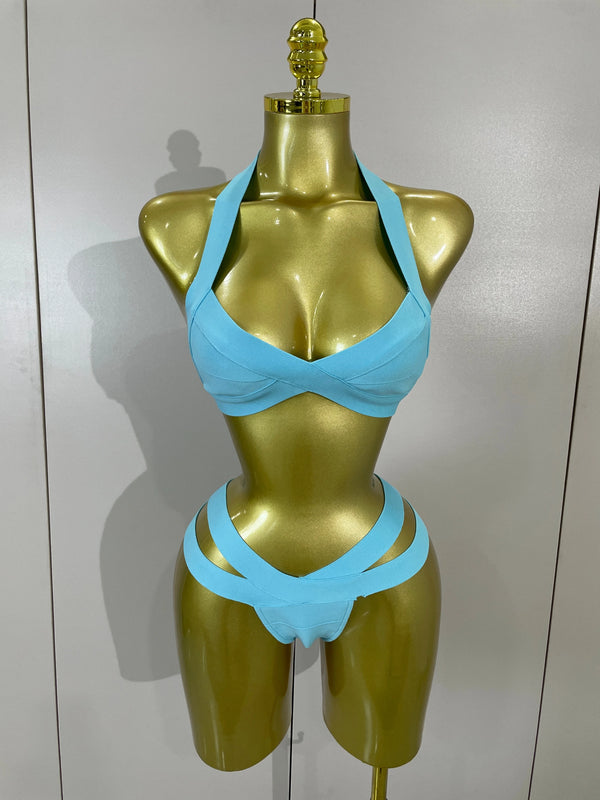 Women Sexy 2 Pieces Bodycon Bandage Swimsuit Celebrate Fashion Beach Swimwear Bikini Summer Style High Quality Wholesale