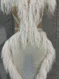 Sexy Transparent Netting Sequined Feather Dress, V-neck Formal Evening Cocktail Party Gown