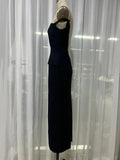 2026 New Sexy Pearl Bead Tassel Slim Long Dress Women'S Off Shoulder Straps Bodycon Maxi Dress Elegant Evening Party Gown