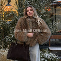 Luxury Brand Gradient Faux Fur Coat Women Winter High Street Fashion Girls Fluffy Fox Fur Jacket Chic Massive Outerwear