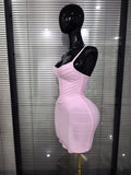 Pink Orange Women Sexy Strap O-Neck Bodycon Mini Bandage Dress Birthday Party Girls'Vacation Cocktail Outfit Wholesale