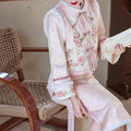 Suede Velvet Chesongam Pink Princess Chinese Style Dress Women Long Qipao Sleeveless Vest Top Spring Festival Hanfu Costume