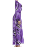 Tiger Stripe Print Long Dress Woman Autumn Trend Deep V-Neck Backless Lantern Sleeve Beach Party Elegant Vestidos