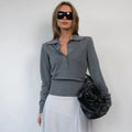 Women Polo Collar Long Sleeve T-Shirt Slim Lapel Button Solid Casual Pullover Female Fashion Commuting Top 2026Autumn New