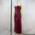 Sexy Leather Red Long Dress Women's Luxury Off Shoulder Corset Bandage Dresses Evening Party Burgundy Wedding Guest Brown Black