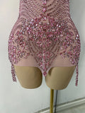 Wome Sexy Sparkly Diamond Halter Backless Bodycon See Through Outfit Birthday Dress Dancer Nightclub Performance Stage Costume