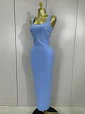 Elegant Birthday Gowns Luxury Diamonds Sleeveless Bodycon Bandage Long Dress High Street Celebrate Evening Prom Club Party Dress