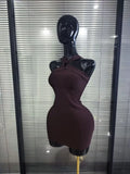 Rosered Black Women Sexy Halter Off the Shoulder Bodycon Mini Bandage Dress Nightclub Party Celebrate Birthday Cocktail Outfit