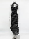 Elegant Polka Dot Long Dress Summer Scarf Ribbon Ruffle Halter Pleated Dress Luxury Sleeveless Women's Evening Dresses