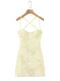 Hot Girl Spaghetti Strap Mini Dresses for Women Square Collar Sleeveless Fish Bone Tunic 3D Decoration Dress Female