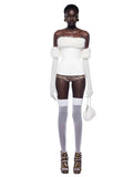 Christmas Furry Strapless Tops Women Patchwork Sexy Long Gloves Matching Birthday Luxury Classic Midnight Clubwear