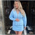 V Neck Women Knit Two Piece Set Single Button Knit Cardigan High Waist Bodycon Mini Skirt Slim Figure Flattering Fit Fashion