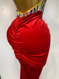 Sparkly Rhinestone Velvet Maxi Long Dress For Woman Sexy Backless Luxury Birthday Dress Evening Party Nightclub Stage Costume