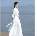 Vietnam Traditional Dress Aodai Chinese Improved Qipao Chiffon Fairy Women Elegant Oriental Improved Qipao Tea Art Hanfu Set