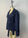 Chic Lace Up Women Jackets Lapel Collar Long Sleeve Loose Jacket for Street Stroll Casual Gathering Wear Fashion