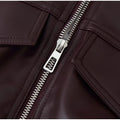 Fashion Women's Drawstring Short Leather Jacket Stand Collar Long Sleeve Ruffle Zipper Female Coat 2026 Autumn Lady Chic Jackets