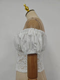 Beach Holiday Skirt Suit for Women Folds Tube Top High Waist Spliced Lace Long Skirt White Two Piece Set Female New