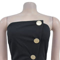 Women's Elegant Button Strapless Sleeveless Irregular Jumpsuits One Piece Metal Button Decor Overalls Outfit Night Clubwear
