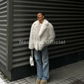 Chic Street Hot Girls Winter Pure White Faux Fur Jacket Women Fuzzy Lapel Collar Fox Fur Coat Thick Warm Outerwear