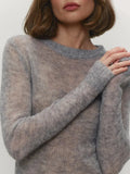 Mohair Round Neck Pullover Sweater For Women 2025 Spring Summer New Knitted Bottom Semi-sheer Knit Sweater Female Top