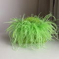 Pearl Bead Bag With Feather Fur Designer Brand Clear Acrylic Crystal Stone Box Tote Handbag Women Handmade Party Purse