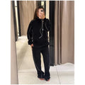 White Stripe 2 Piece Tracksuit Women Stand Collar Zip Jacket And Elastic Waist Wide Leg Pants Set Sporty Casual Matching Outfit