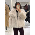 Fashion Women Solid Lapel Faux Fur Coat Long Sleeve Fluffy Loose Short Cardigan Jacket Winter Lady Thicken Warm Outwear