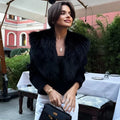 Elegant Faux Fur Coats Women's Warm Puffy Slim Long-Sleeve Collared Cardigan Winter Fashion High-Street Women Outwear