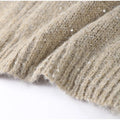 Women's Chic Sequin Knitted Cardigan Solid Stand Neck Double Zipper Sweater Oversized Knitwear Winter Female Elegant Cardigans