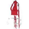 Women's Sexy Tank Top Summer Sleeveless Bandage Hollow Hanging Neck Tops New V-Neck High Waist Party Club T-Shirt Tops