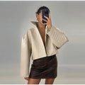 Casual Solid Pu Crocodile Grain Jacket Women Fashion Full Sleeve Stand Collar Loose Female Outwear 2026 Autumn Lady Coats Chic