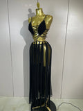 Women Vacation Beach Style Celebrate Birthday Party Outfit Sexy White Halter Sequined Hollow Out Transparency Long Maxi Dress