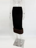 Elegant Fur Shawl Skirt Women's Suit Fashionable Solid Loose Shawl Fitted Fur-Lined Midi Skirt Set Autumn Winter Female