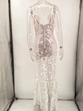 Sexy White Backless Sequin Summer Dress Women Maxi Slip Beach Birthday Dress Woman Elegant Party Evening Long Dresses Vestidos