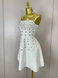 Sexy Sleeveless A Line Bandage Mini Dress Women Luxury Diamonds Birthday Party Gowns Evening Celebrity Club Show Wear Vestido