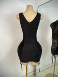 Luxury Rhinestones Mesh Short Dress Women Sexy Transparent Performance Stage Costume Black V Neck Nightclub Birthday Clothes